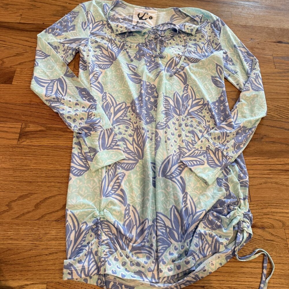 HIHO WOMENS BLUE SMALL SWIM DRESS COVER UP RESORT WEAR NWOT